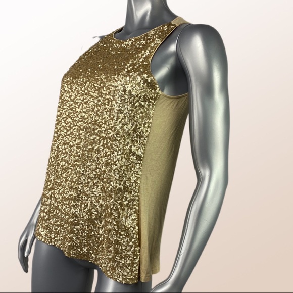 Express | Gold Sequin Medium Tank Top - Picture 7 of 9